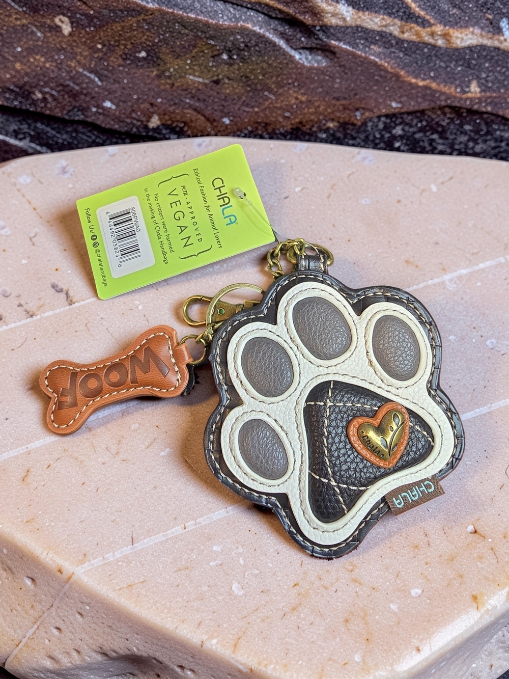 NWT Chala Paw Print Key Fob Coin Purse Bag Charm
